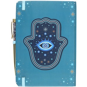 Hand of Hamsa Notebook, Journal with Crystal Chip Pen - A5 by Kingsbury Gifts