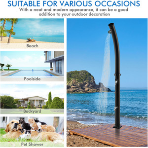 Garden Solar-Heated Shower - Black by Costway
