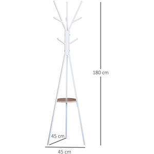 HOMCOM 180cm Free Standing Coat Rack - White by HOMCOM