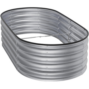 Oval Metal Raised Garden Bed - Galvanized Silver / 160cm / 42cm by Garden Sanctuary