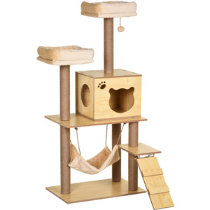 PawHut 130cm Cat Tree for Indoor Cats - Yellow by PawHut