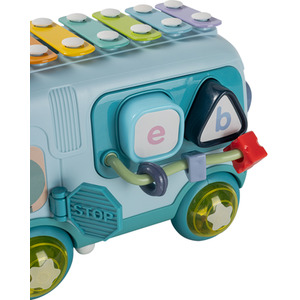 Interactive Musical School Bus Toy with Built-in Xylophone - Blue by Livingandhome