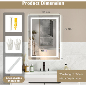 Bathroom LED Vanity Mirror - Silver by Costway