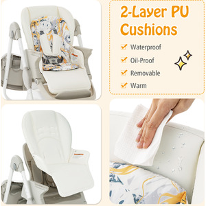 Multifunctional Folding Baby High Chair with Wheels - White by Costway