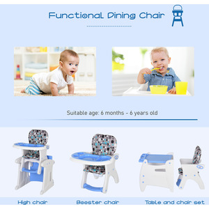 2-in-1 Convertible Baby High Chair Booster Seat - Blue by HOMCOM
