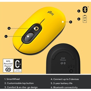 Logitech POP Mouse Wireless Mouse with Customizable Emojis - Yellow by Logitech