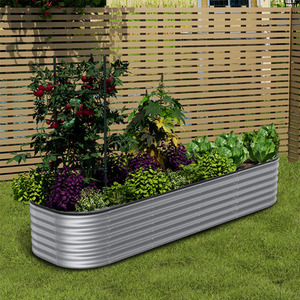 Silver Galvanized Steel Oval Raised Garden Bed by Livingandhome