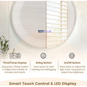 Round LED Bathroom Wall Mirror - Silver by Costway