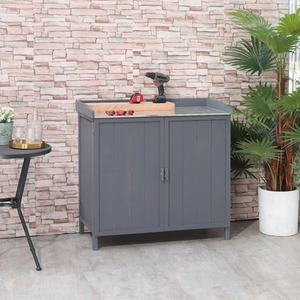 Outsunny Garden Storage Cabinet, Tool Shed, Potting Bench - Grey by Outsunny