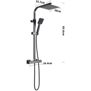 Bathroom Thermostatic Chrome Shower Mixer Set - Black by Livingandhome