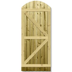 Overlapped Feather Edge Pathway Fully Framed Arch Top Pedestrian Garden Gate - Pressure Treated (Tanalised) / 75cm by Premier Garden Supplies