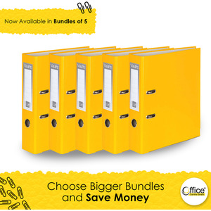5x A4 Large 75mm Lever Arch File Folder Metal Edge Stationery Document Archive - Yellow by Office Centre.direct
