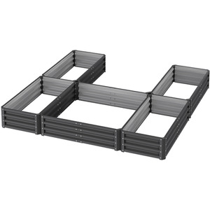 U-shaped Metal Garden Flower Bed with 5 Compartments by Livingandhome