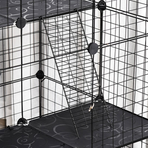 PawHut Pet Playpen DIY Small Animal Cage for Kitten Bunny Chinchilla Pet Mink - Black by PawHut