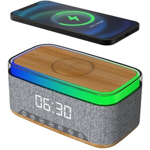 3 in 1 Alarm Clock Speaker and Charger - Grey