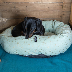 Round Donut Gold Star Anti Anxiety Bed - Blue by Starry Nights