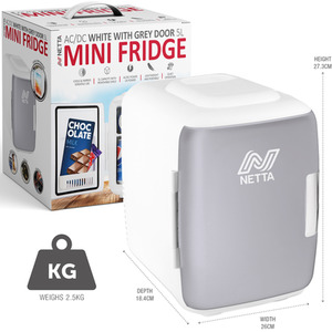 5L Mini Fridge - Grey by NETTA