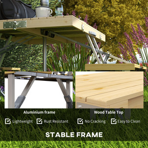 Outsunny Folding Picnic Table with 4 Chairs with Umbrella Hole - Nude by Outsunny
