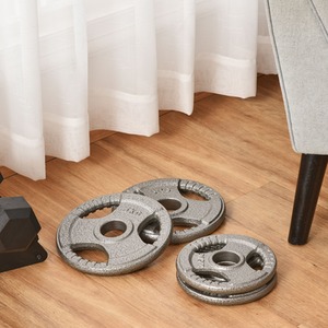 HOMCOM Weight Plates Grip Plate Sets - Silver / 4 by HOMCOM