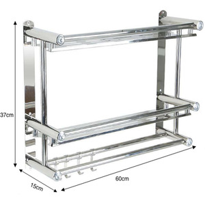 Chrome Bathroom Shelves with Towel Rail - Chrome by Livingandhome