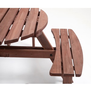 BIRCHTREE 8 Seater Wooden Picnic Table Round Pub Bench - Brown by BIRCHTREE