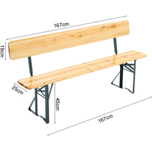 Outdoor Foldable Beer Trestle Fir Wood Table Bench Chair Garden Picnic Party - Light Brown / / / 22kg by Livingandhome