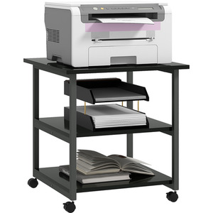 HOMCOM 3-Tier Printer Stand with Storage and Wheels - Black by HOMCOM