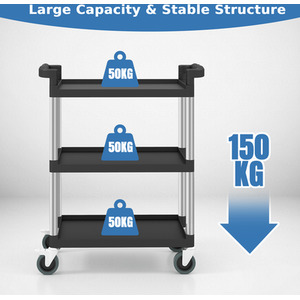 3-Tire Metal Rolling Cart - Black by Costway