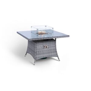 Arizona Fire Pit Square Rattan Patio Dining Set - Grey / 4 by Giardino