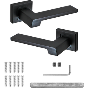 Spectra Matt Black Door Lever Handles - Pair of Handles - Matt Black by DecorAndDecor