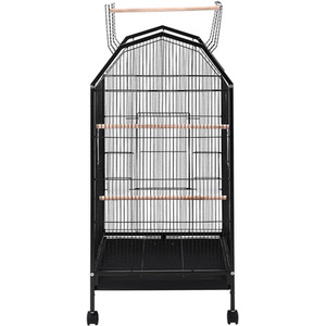 Movable Open-Style Metal Bird Cage with Arched Top - Black by Livingandhome