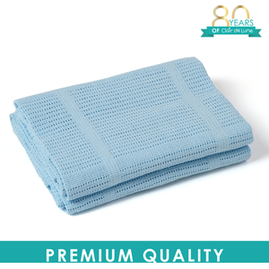 Soft Cotton Cellular Cot Blanket - Blue by Clair de Lune
