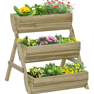 Outsunny 3 Tier Raised Garden Bed Wooden Elevated Planter Box by Outsunny