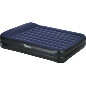 Outsunny Inflatable Queen Air Bed with Electric Pump and Integrated Pillow - Blue by Outsunny