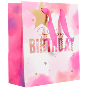 Pack of 4 Pink and Blue Birthday Medium Gift Bags - Pink and Blue