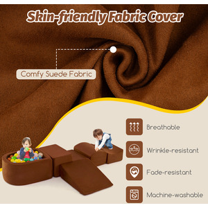 5-Piece Kids Soft Climbing Blocks - Brown by Costway