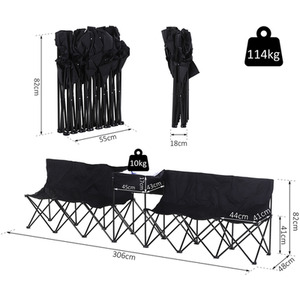 Outsunny 6 Seat Folding Bench - Black by Outsunny