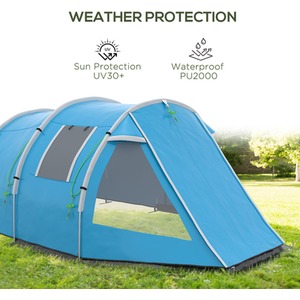 Outsunny Camping Tent with 2 Rooms for 3-4 Persons by Outsunny