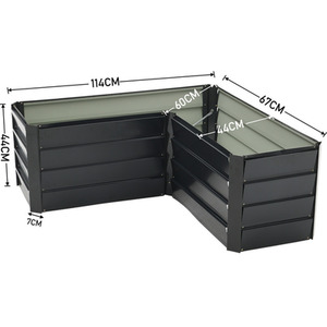 Metal L-Shaped Raised Garden Bed - Black by Livingandhome