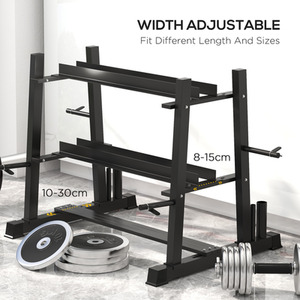 SPORTNOW 3-Tier Versatile Weight Rack with 4 Weight Rods - Black by SPORTNOW