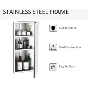 HOMCOM Wall Mounted Bathroom Mirror - Silver by HOMCOM