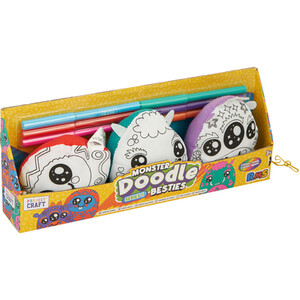 Pack of 3 Fruits or Monsters Doodle Buddies - White