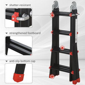 HOMCOM 4M Aluminium Duo Ladder - Black by HOMCOM