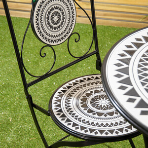 Mabel Mosaic Bistro Set - Black and White by Outdoor Leisure