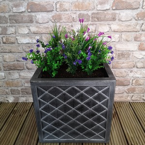 Large Lazio Square Pewter Garden Planter - Grey by Samuel Alexander