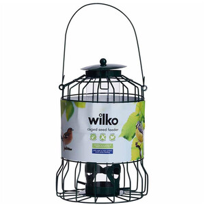 Wild Bird Hanging Cage Seed Feeder - Black