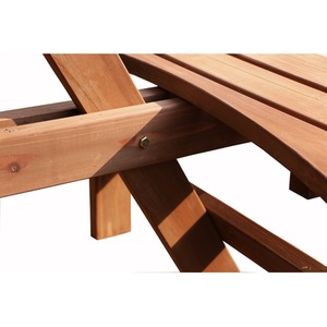 BIRCHTREE 8 Seater Wooden Picnic Table Round Pub Bench - Brown by BIRCHTREE