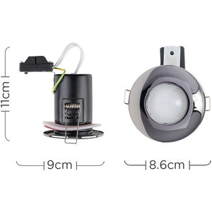 4 Pack Bathroom Shower IP65 Gloss Black Chrome GU10 Ceiling Downlights - Black by ValueLights