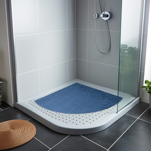 Reversible Dual-Colour Corner Shower Quadrant Mat - Blue/ Green / 53cm x 53cm by Nicoman