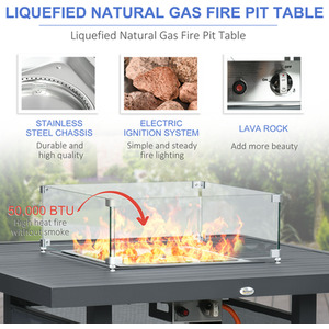 Outsunny 6pcs Aluminium Garden Furniture Set with Fire Pit Table - Grey by Outsunny